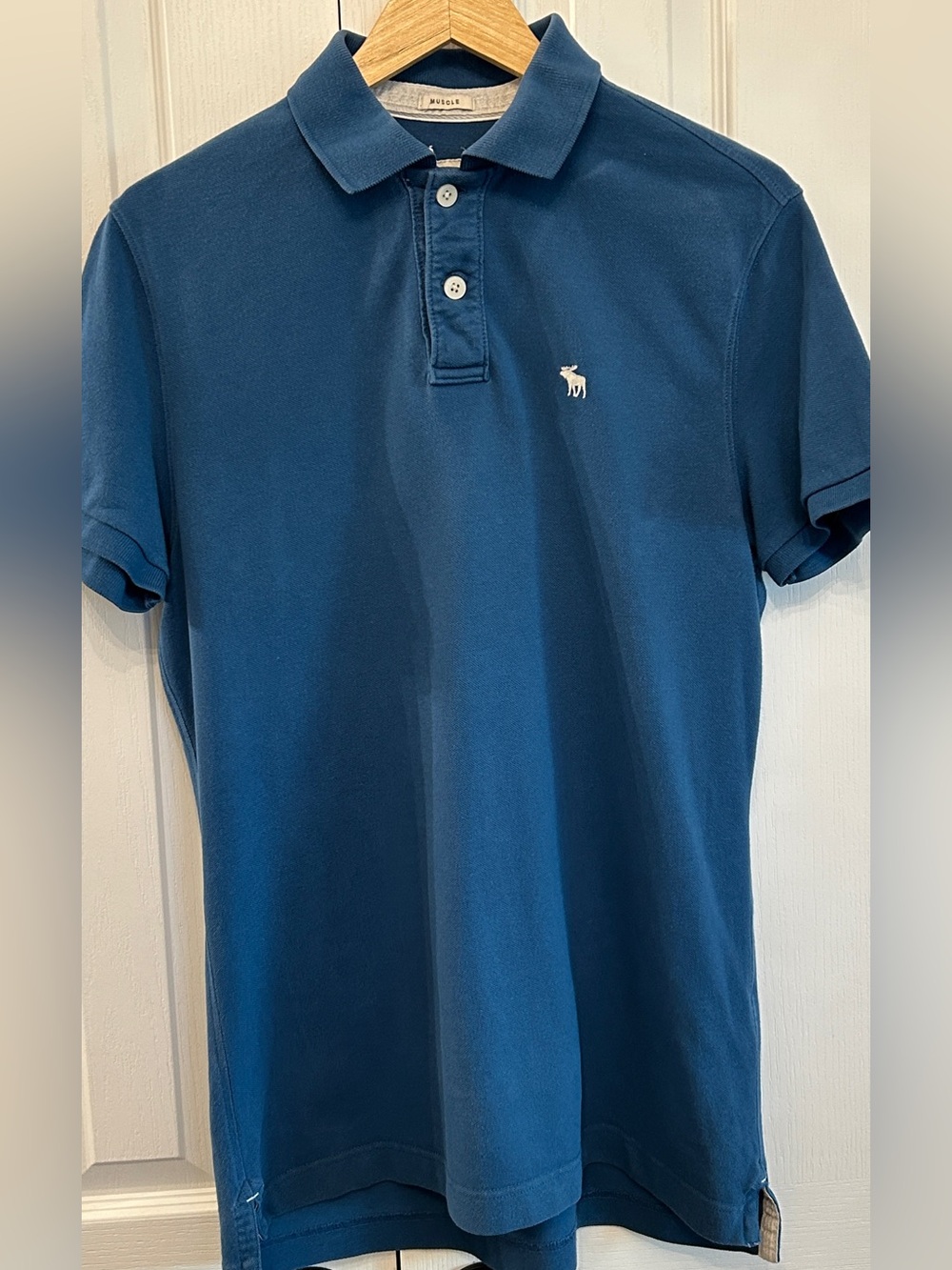Abercrombie & Fitch Men's 100% Cotton Blue Polo Muscle Fit L EUC